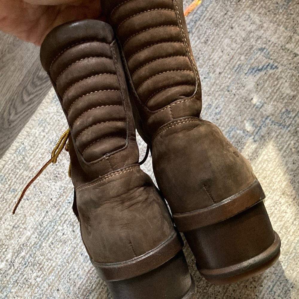 Timberland Brown Leather Lace Up Wedge Boots - Picture 5 of 7